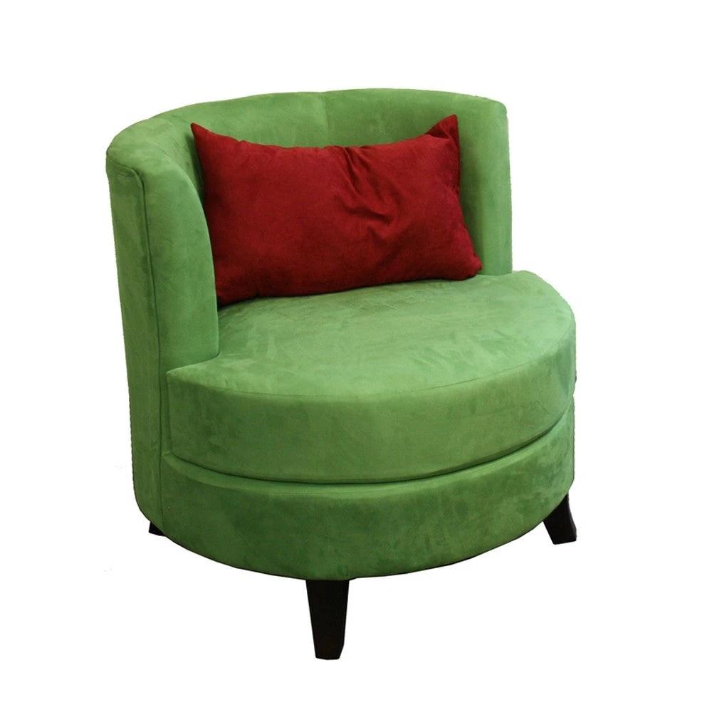 31" Green Microfiber Retro Round Accent Chair with Contrast Pillow - Homeroots