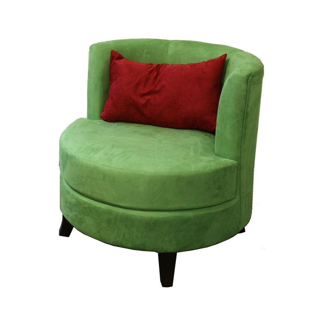 31" Green Microfiber Retro Round Accent Chair with Contrast Pillow - Homeroots - Flyclothing LLC