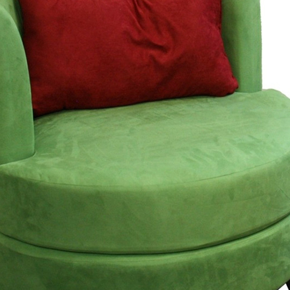 31" Green Microfiber Retro Round Accent Chair with Contrast Pillow - Homeroots - Flyclothing LLC