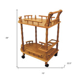 Oak Irregular Rolling Bar Cart With Wine Storage - Homeroots - Flyclothing LLC