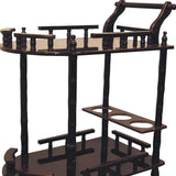 24" Dark Brown Rolling Bar Cart - Homeroots