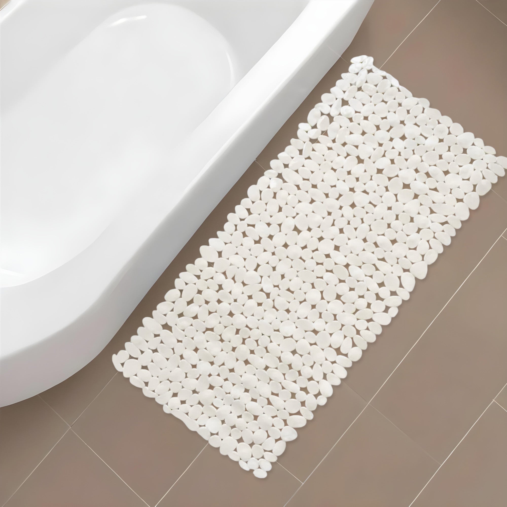 35" White Spa Pebbles Non Slip Bathtub Mat - Homeroots - Flyclothing LLC