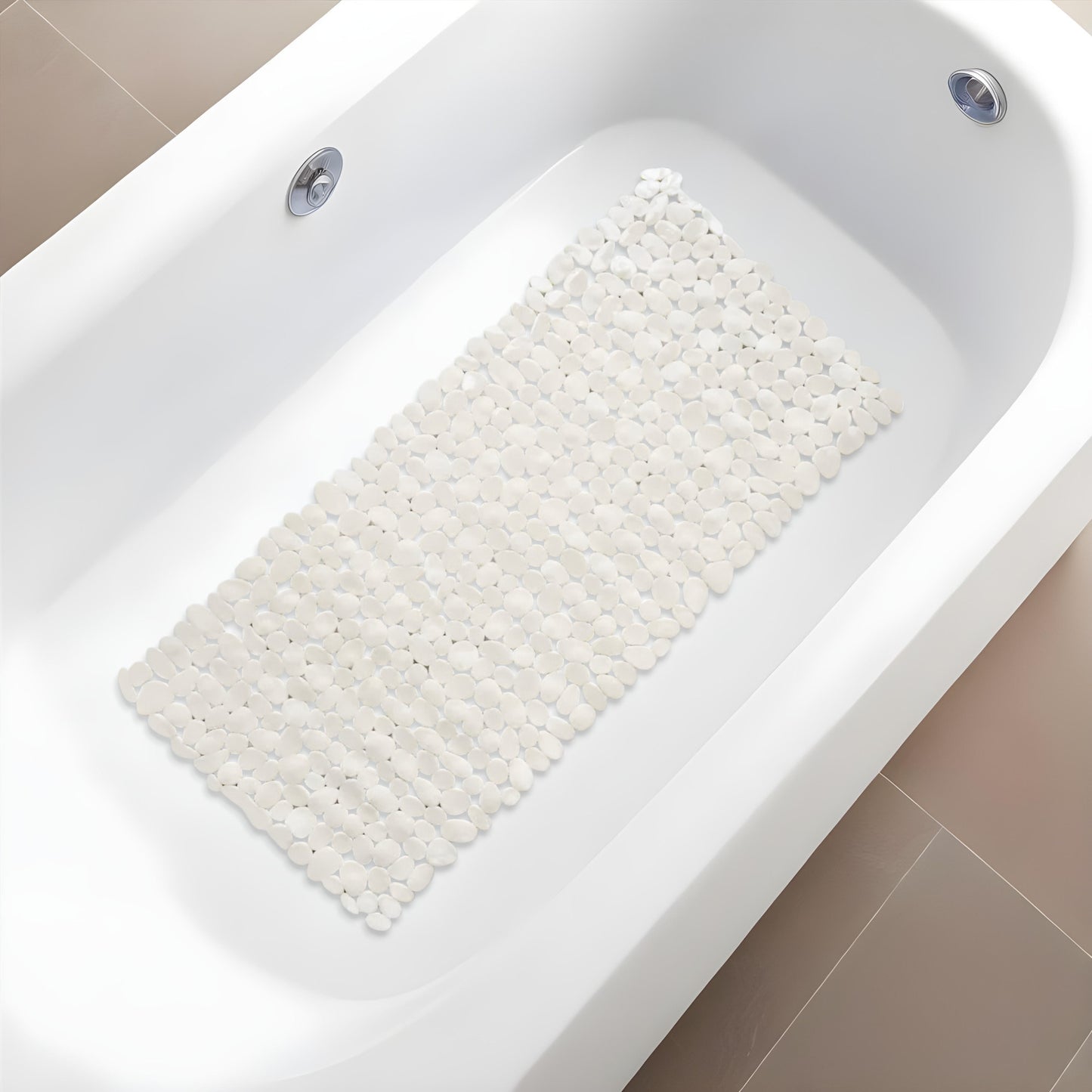 35" White Spa Pebbles Non Slip Bathtub Mat - Homeroots - Flyclothing LLC