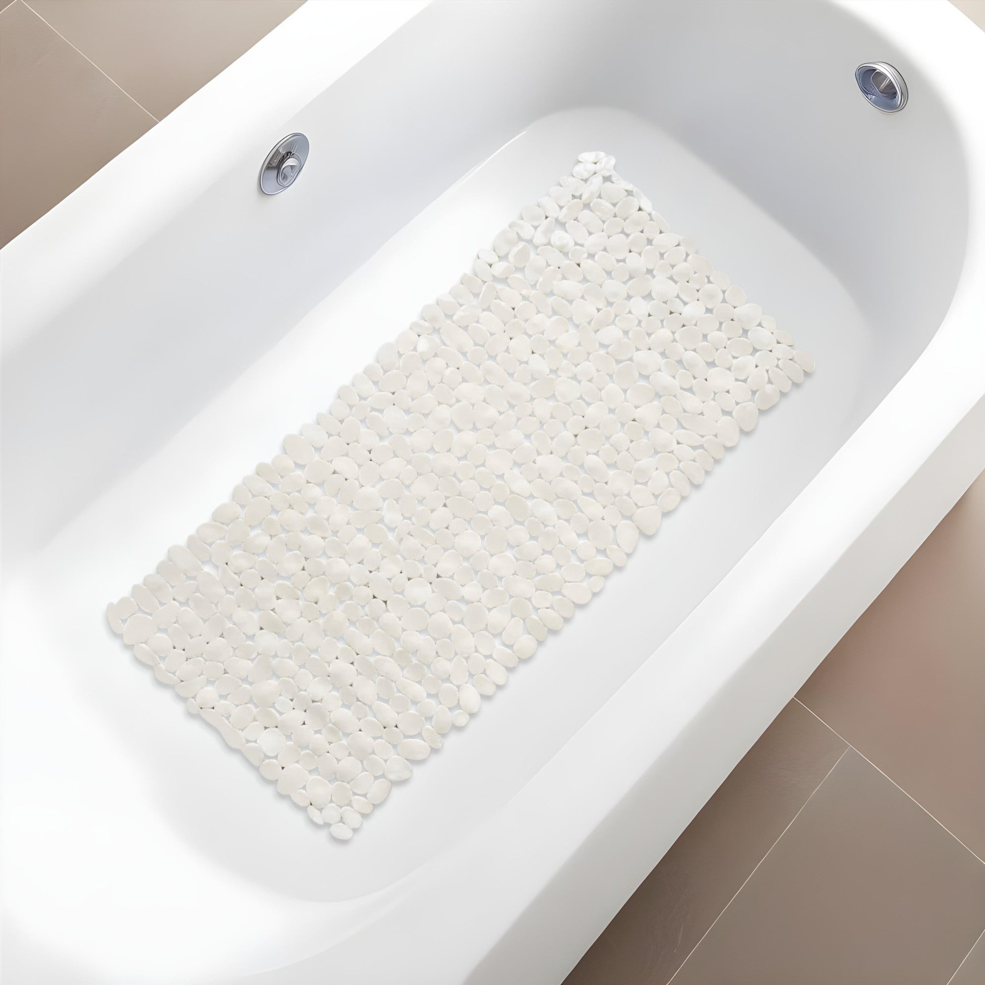35" White Spa Pebbles Non Slip Bathtub Mat - Homeroots - Flyclothing LLC