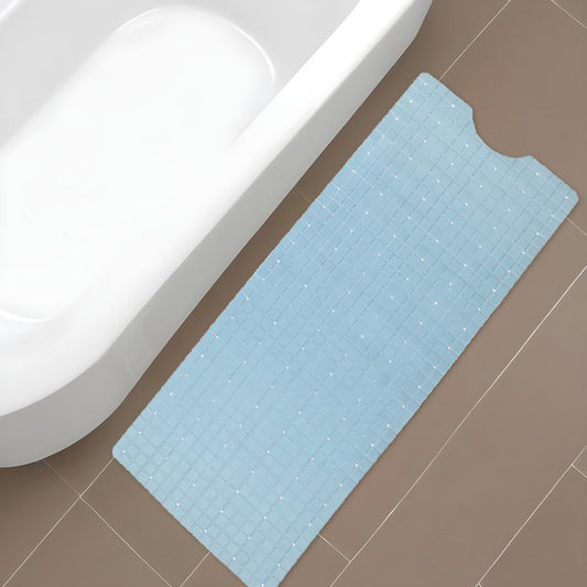 40" Light Blue Geometric Tiles Non Slip Bathtub Mat - Homeroots