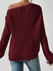 Honey Single Shoulder Long Sleeve Sweater - Trendsi