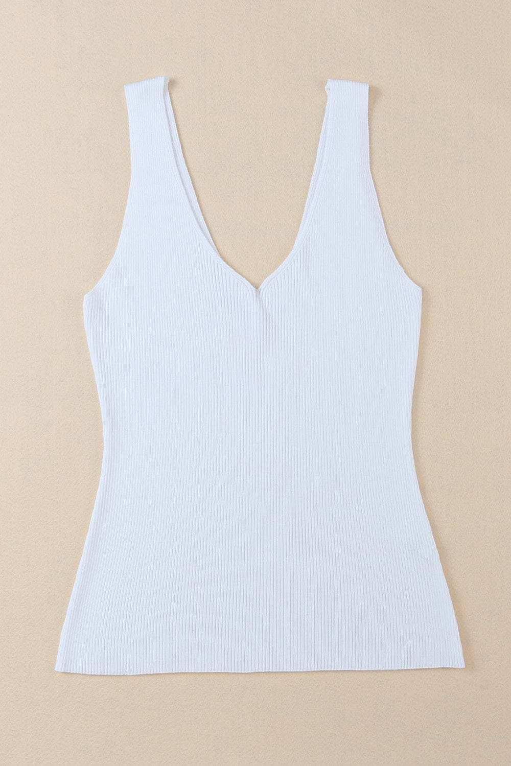 V-Neck Wide Strap Tank - Trendsi - Flyclothing LLC