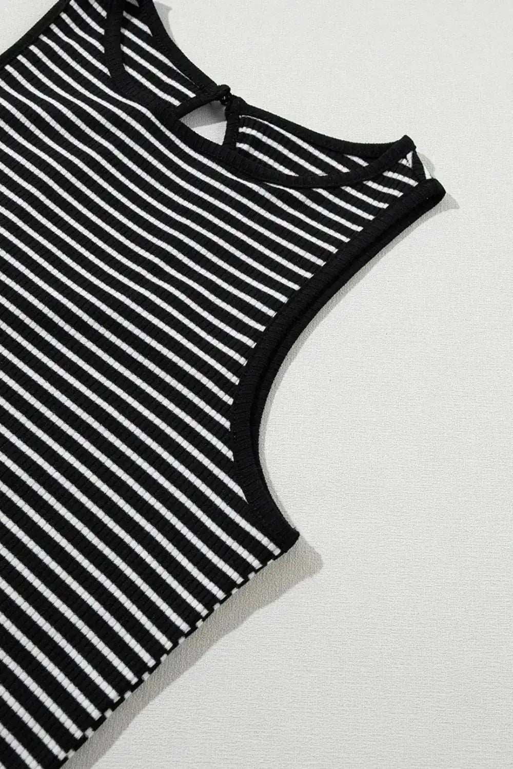 Striped Ribbed Round Neck Tank - Trendsi - Flyclothing LLC