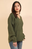 VERY J Seam Detail Drop Shoulder Hooded Sweater - Trendsi