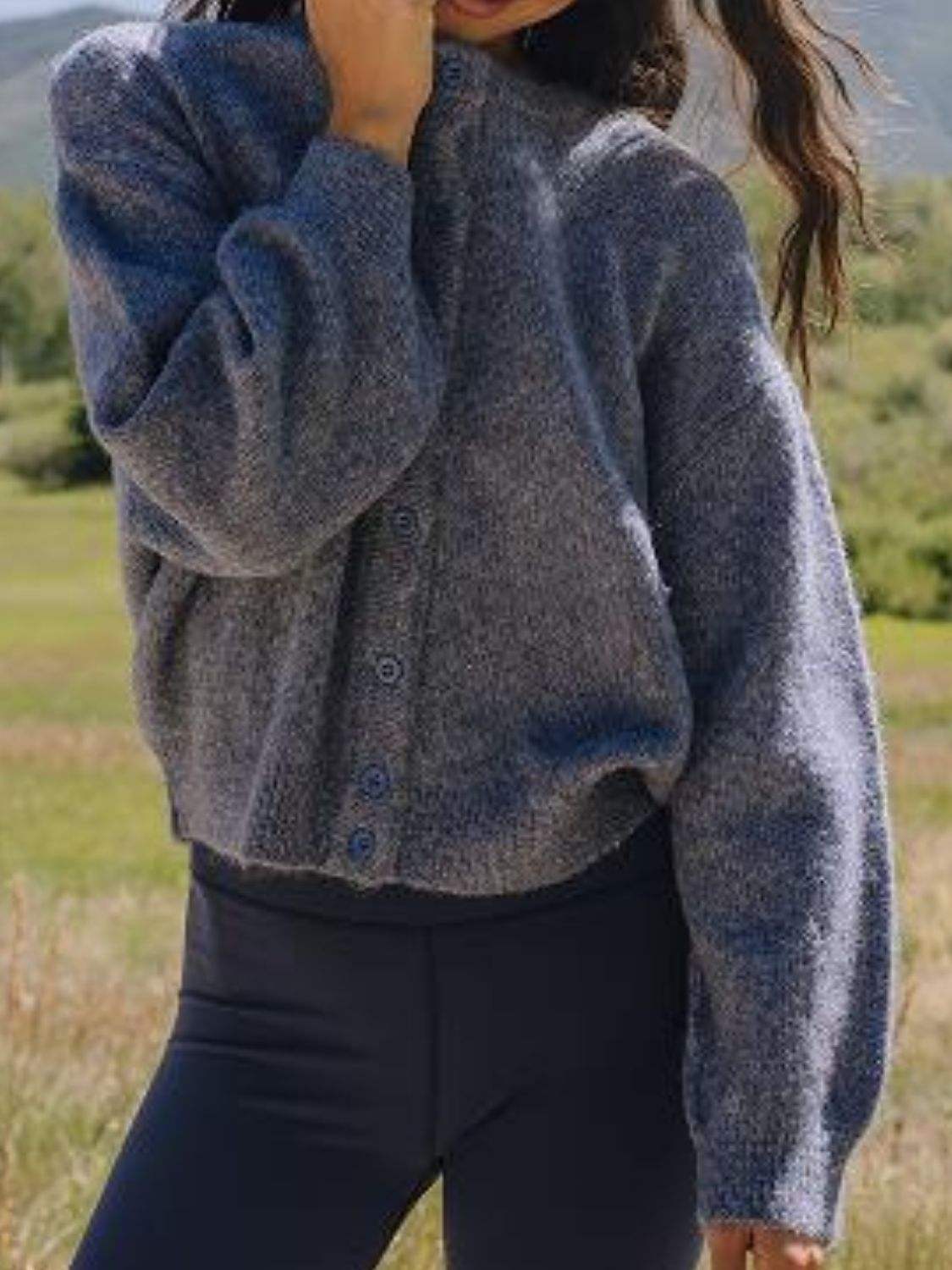 Button Down Long Sleeve Cardigan - Trendsi - Flyclothing LLC