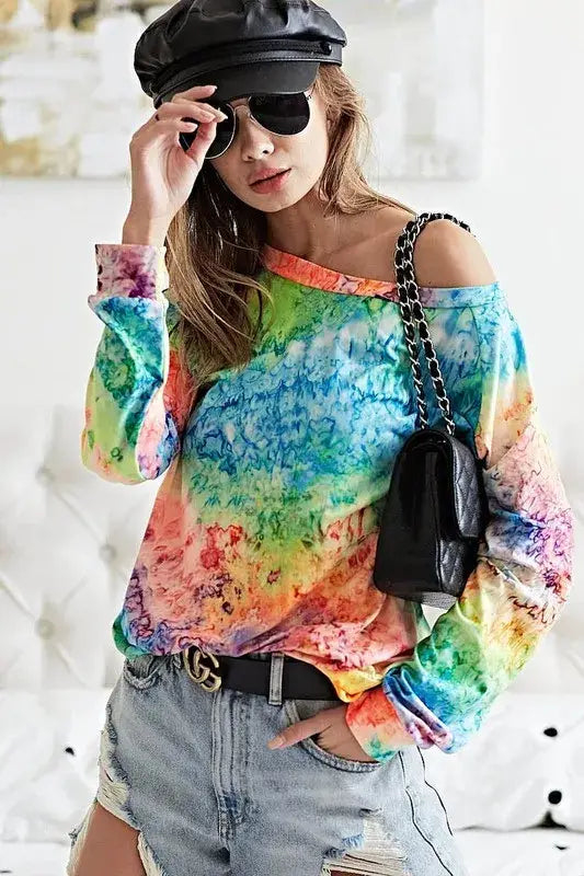BiBi Tie Dye Soft Knit Jersey T-Shirt - Trendsi - Flyclothing LLC