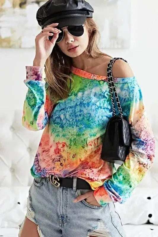 BiBi Tie Dye Soft Knit Jersey T-Shirt - Trendsi - Flyclothing LLC