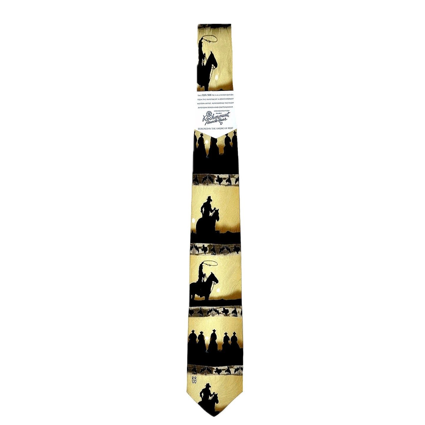 Rockmount Ranch Wear Yellow Riders Silhouette Western Silk Tie - Rockmount Clothing - Flyclothing LLC
