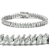 47106 - Rhodium Brass Bracelet with AAA Grade CZ  in Clear - Alamode