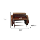 27" Maroon Steel End Table - Homeroots - Flyclothing LLC