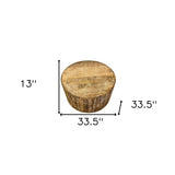34" Natural Solid Wood Round Bunching Coffee Tables - Homeroots - Flyclothing LLC