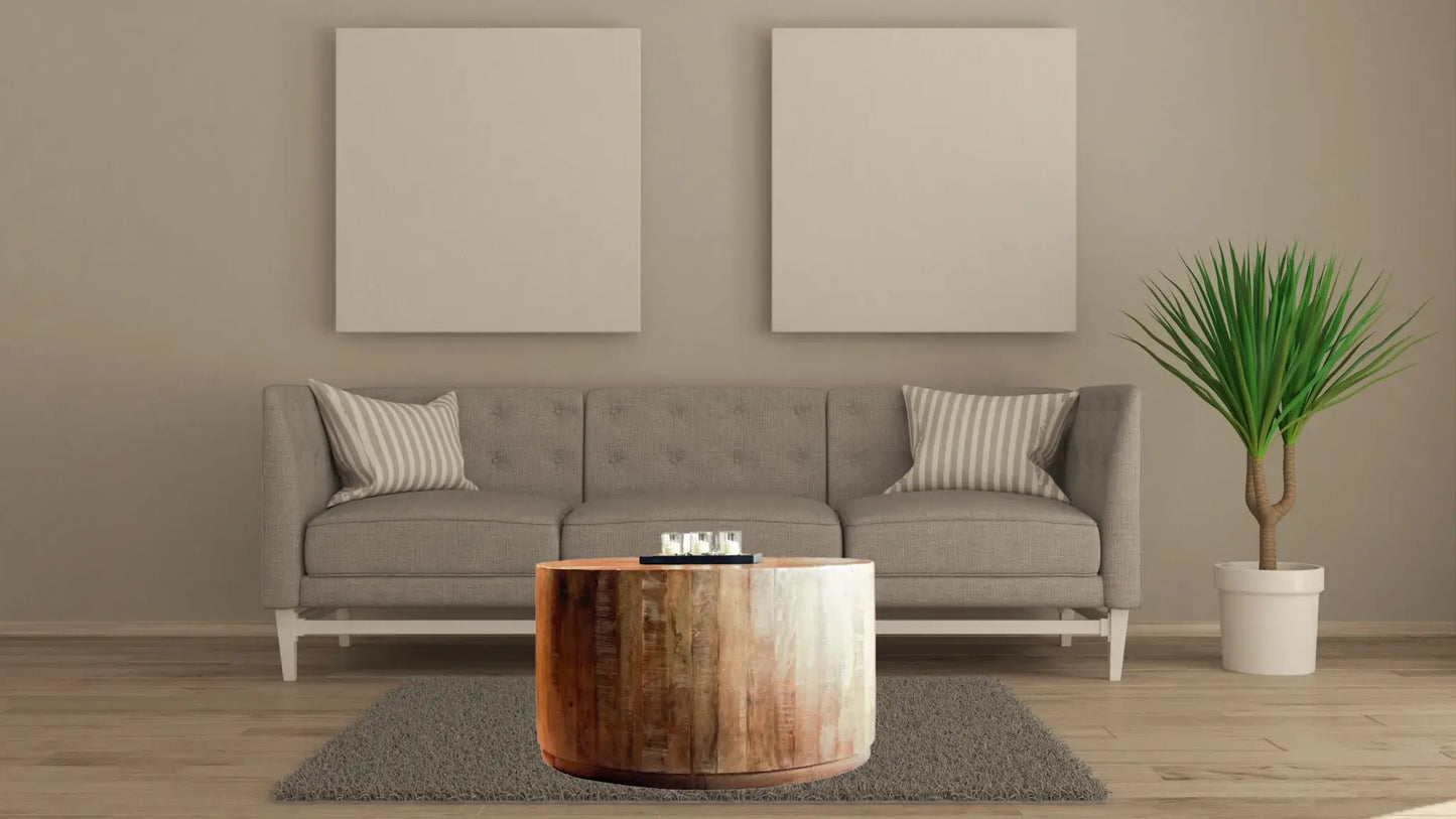 34" Natural Solid Wood Round Bunching Coffee Tables - Homeroots - Flyclothing LLC