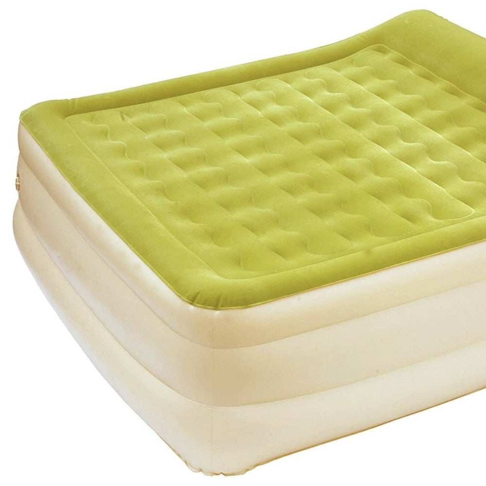 Raised Head Moss Green Inflatable Queen Size Bed Mattress - Homeroots - Flyclothing LLC