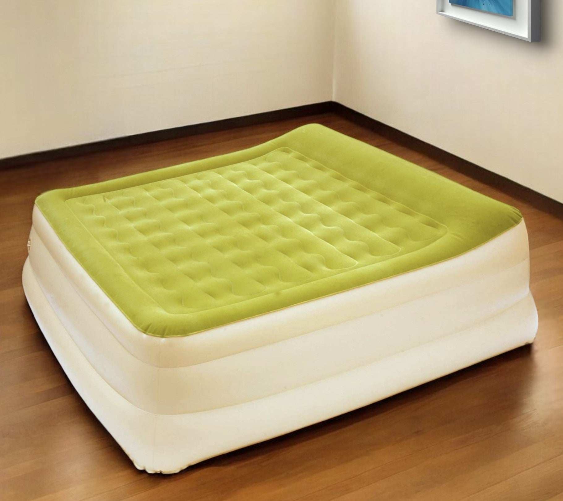 Raised Head Moss Green Inflatable Queen Size Bed Mattress - Homeroots - Flyclothing LLC