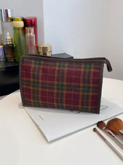 Contrast Plaid Clutch with Zipper - Trendsi