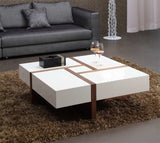 Modern White and Walnut Square Coffee Table with Storage - Homeroots - Flyclothing LLC
