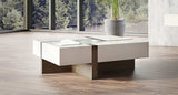 Modern White and Walnut Square Coffee Table with Storage - Homeroots - Flyclothing LLC