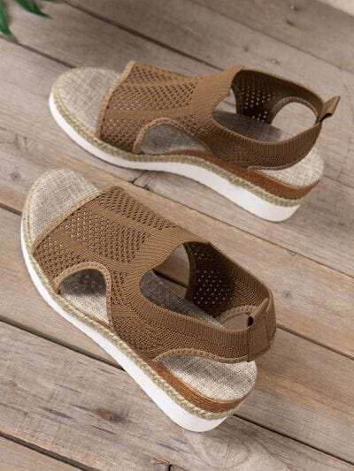 Open Toe Woven Wedge Sandals - Trendsi - Flyclothing LLC