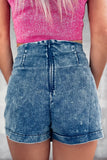 Zip Back Denim Skort - Trendsi