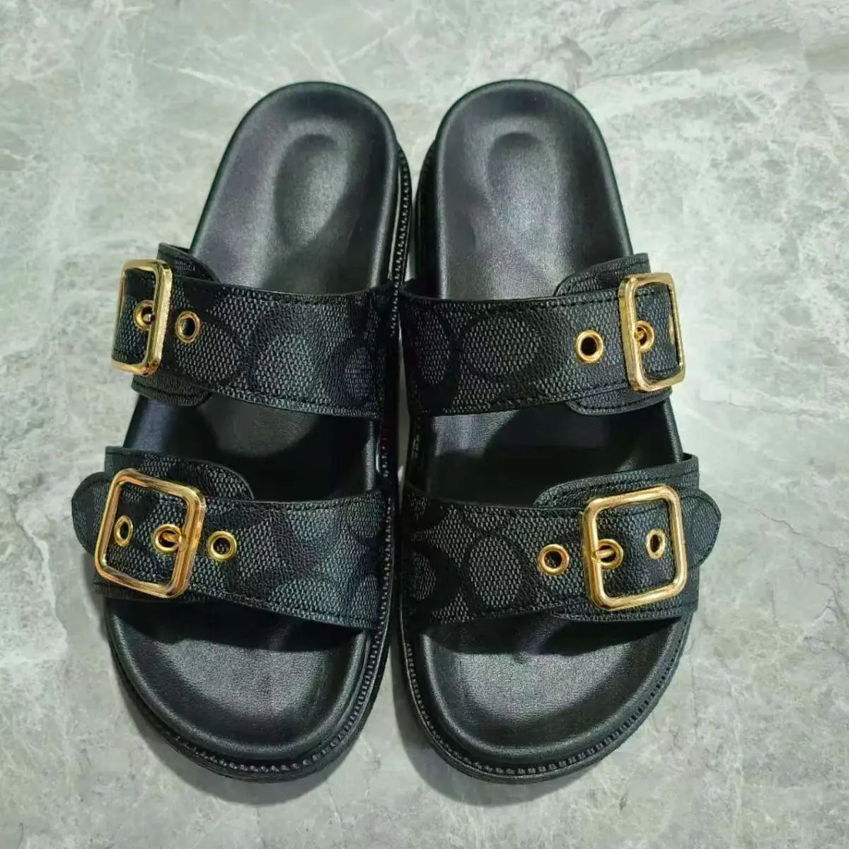 Open Toe Double Buckle Sandals - Trendsi - Flyclothing LLC
