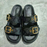 Open Toe Double Buckle Sandals - Trendsi - Flyclothing LLC