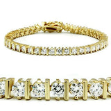 47205 - Gold Brass Bracelet with AAA Grade CZ  in Clear - Alamode
