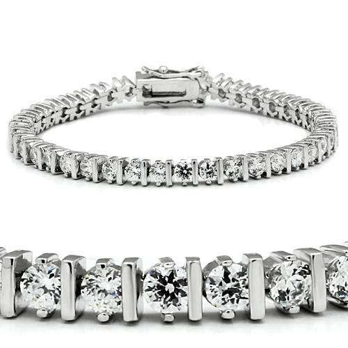 47206 - Rhodium Brass Bracelet with AAA Grade CZ in Clear - Alamode - Flyclothing LLC