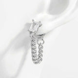 925 Sterling Silver Zircon Chain Earrings - Trendsi - Flyclothing LLC