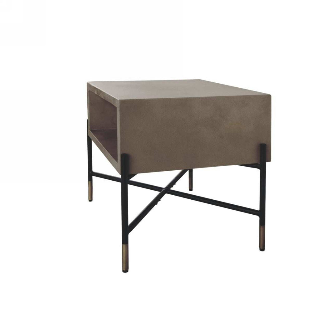 Modern Gray Concrete and Black Metal Coffee Table - Homeroots - Flyclothing LLC