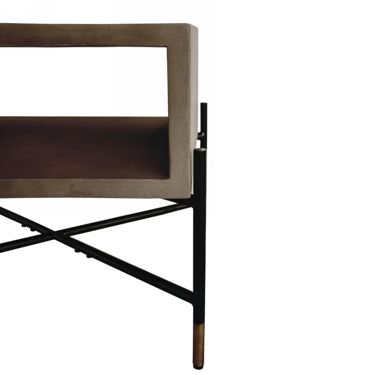 Modern Gray Concrete and Black Metal Coffee Table - Homeroots - Flyclothing LLC