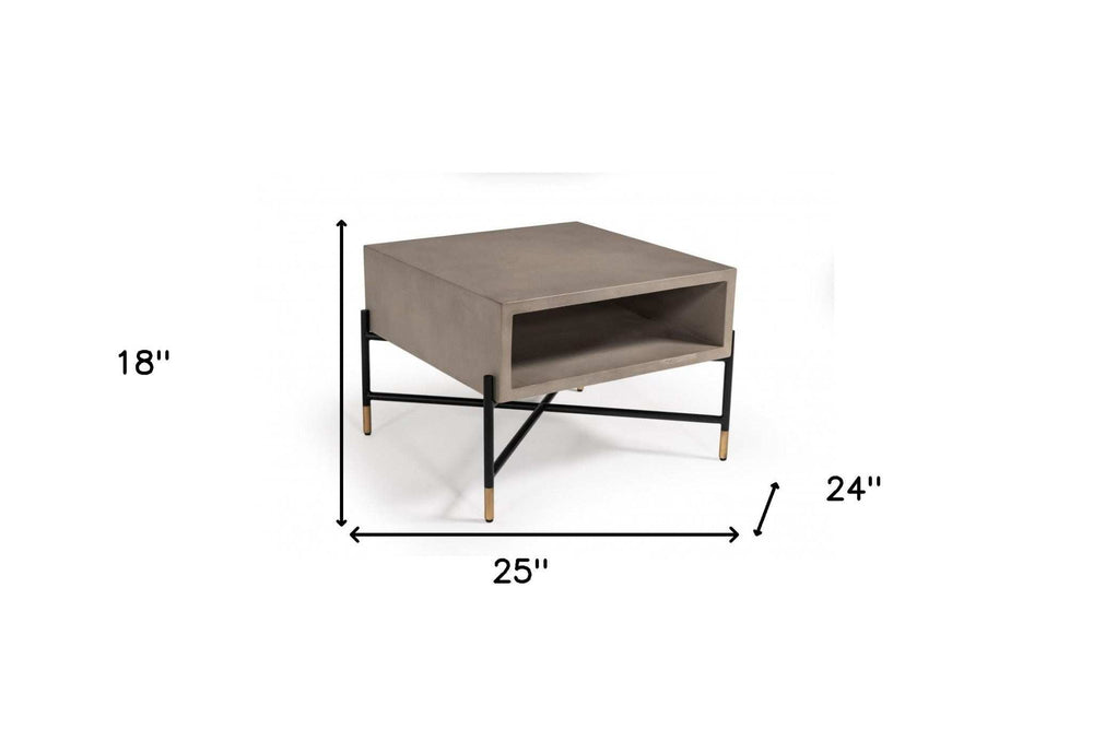 Modern Gray Concrete and Black Metal Coffee Table - Homeroots - Flyclothing LLC