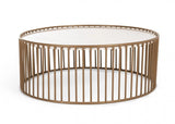 Modern Round White and Gold Faux Marble Coffee Table - Homeroots