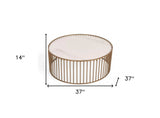 Modern Round White and Gold Faux Marble Coffee Table - Homeroots - Flyclothing LLC