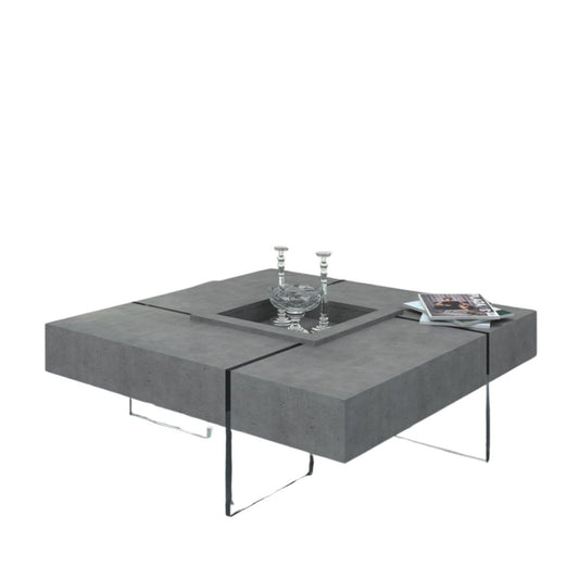 47" Gray And Clear Concrete And Glass Square Coffee Table - Homeroots