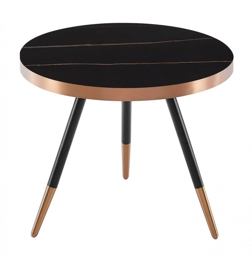 Modern Small Black and Gold Ceramic Coffee Table - Homeroots