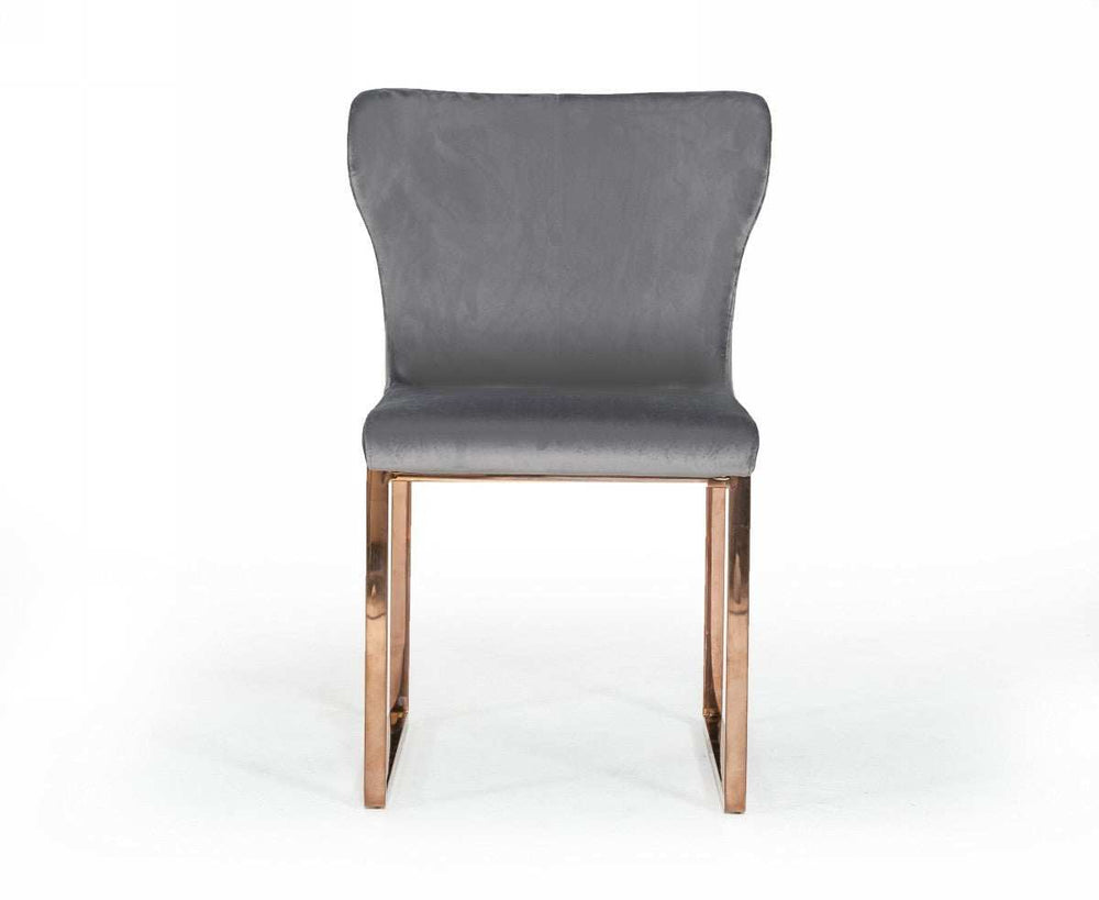 Gray Rosegold Velvet Dining Chair - Homeroots - Flyclothing LLC