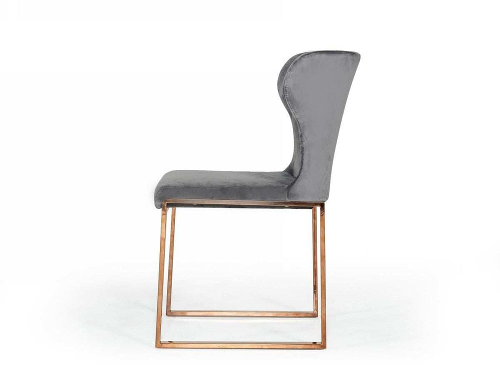 Gray Rosegold Velvet Dining Chair - Homeroots - Flyclothing LLC