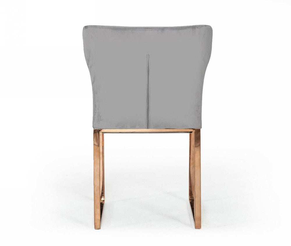 Gray Rosegold Velvet Dining Chair - Homeroots - Flyclothing LLC