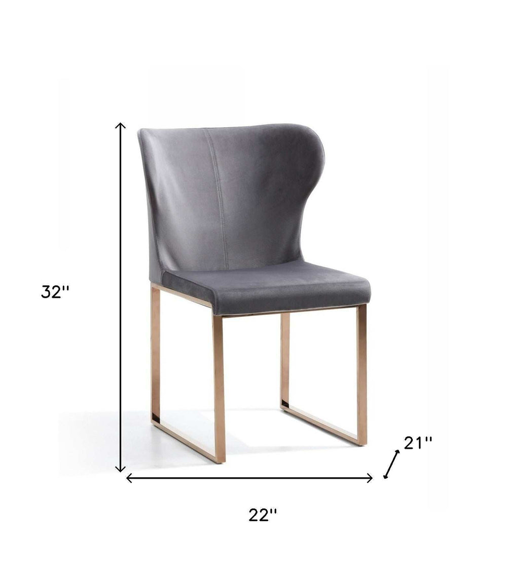 Gray Rosegold Velvet Dining Chair - Homeroots - Flyclothing LLC