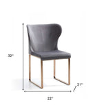 Gray Rosegold Velvet Dining Chair - Homeroots - Flyclothing LLC