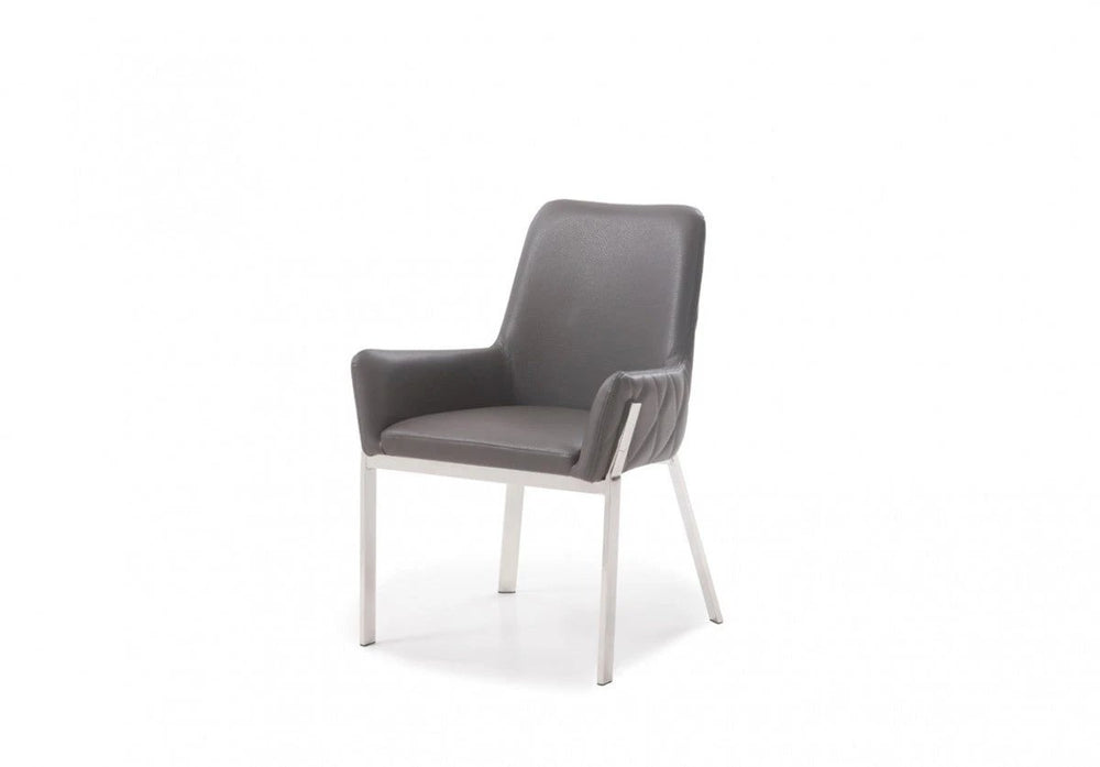 Grey Faux Leather Dining Chair - Homeroots