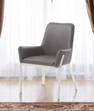 Grey Faux Leather Dining Chair - Homeroots