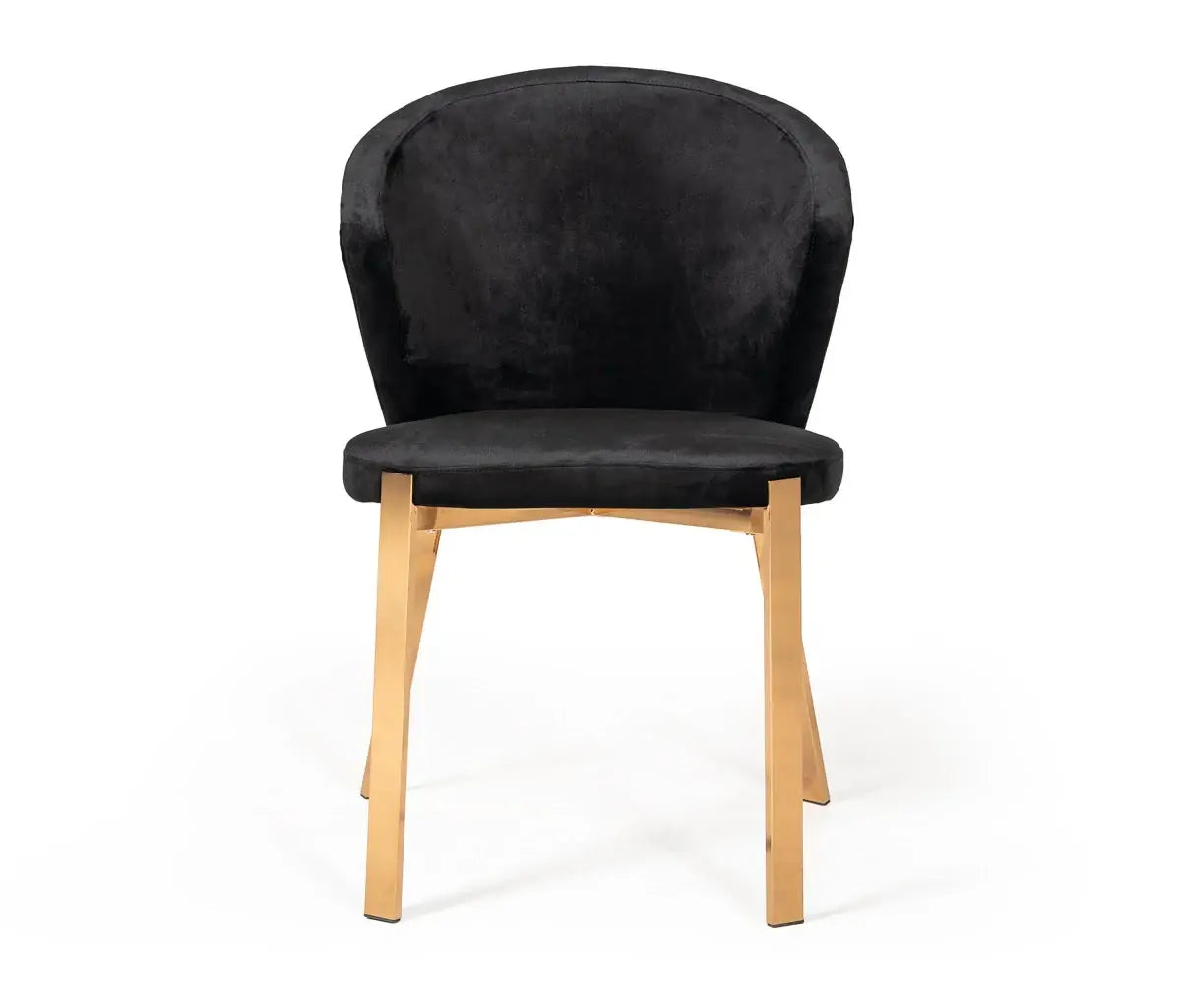 Set of Two Black And Champagne Upholstered Velvet Wing Back Dining Side Chairs - Homeroots - Flyclothing LLC