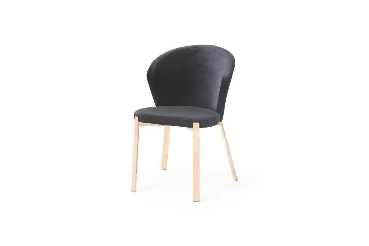Set of Two Black And Champagne Upholstered Velvet Wing Back Dining Side Chairs - Homeroots - Flyclothing LLC
