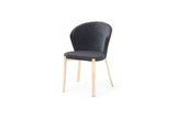 Set of Two Black And Champagne Upholstered Velvet Wing Back Dining Side Chairs - Homeroots - Flyclothing LLC